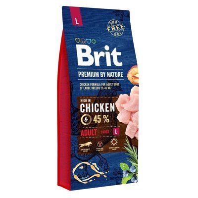 Сухий корм для дорослих собак великих порід (вагою від 25 до 45 кг) Brit Premium Adult L 15 кг (курка) 50003489 фото