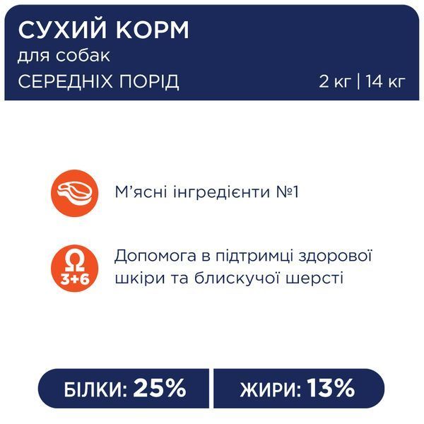 Premium сухий корм середні породи собаки 2 кг 4820083909702 фото