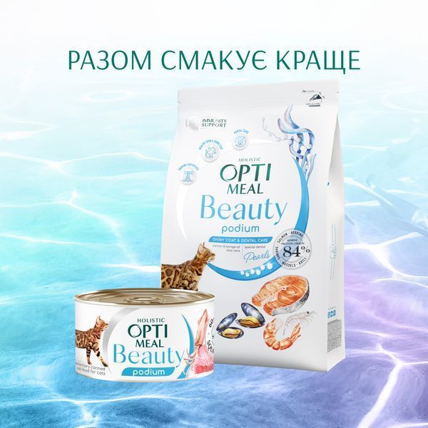 Б`ЮТІ ПОДІУМ. Додатковий консервований корм для котів &ldquo;Смугастий тунець у соусі з кільцями кальмарів&rdquo; 0,07кг 4820215366243 фото