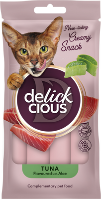 DELICKCIOUS&trade; кремові ласощі &ndash; тунець з додаванням алое. Додатковий корм для котів (4х0,015 кг) 4820269141605 фото