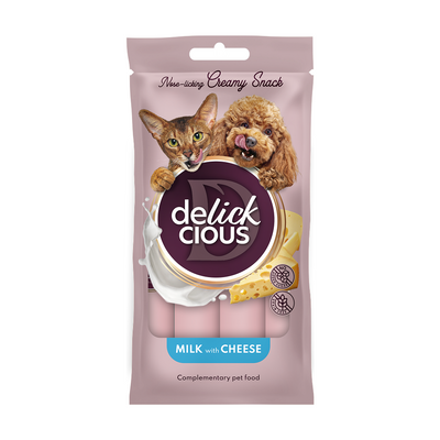 DELICKCIOUS&trade; кремові ласощі &ndash; молоко з сиром. Додатковий корм для котів та собак (4х0,015 кг). 0,06 кг 4820269145382 фото